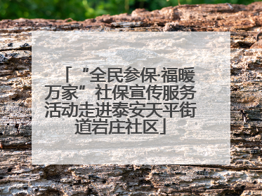 “全民参保·福暖万家”社保宣传服务活动走进泰安天平街道岩庄社区