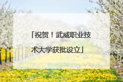 祝贺！武威职业技术大学获批设立