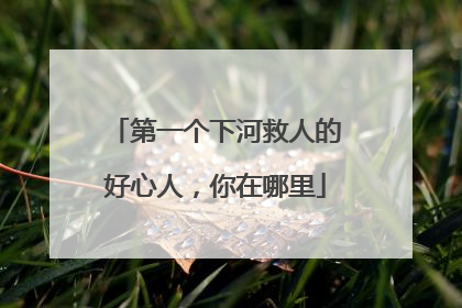 第一个下河救人的好心人，你在哪里