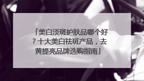美白淡斑护肤品哪个好？十大美白祛斑产品，去黄提亮品牌选购指南