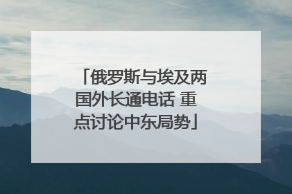 俄罗斯与埃及两国外长通电话 重点讨论中东局势