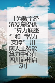 为数字经济发展提供“算力底座”和“智力支撑” 川南人工智能算力中心在四川泸州启动