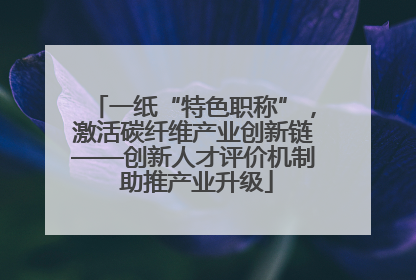 一纸“特色职称”，激活碳纤维产业创新链——创新人才评价机制 助推产业升级