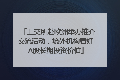 上交所赴欧洲举办推介交流活动，境外机构看好A股长期投资价值