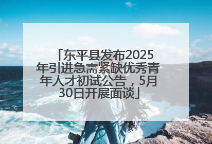 东平县发布2025年引进急需紧缺优秀青年人才初试公告，5月30日开展面谈