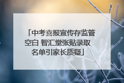 中考喜报宣传存监管空白 智汇堂张贴录取名单引家长质疑
