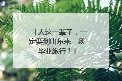人这一辈子，一定要到山东来一场毕业旅行！