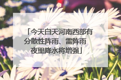 今天白天河南西部有分散性阵雨、雷阵雨 夜里降水将增强