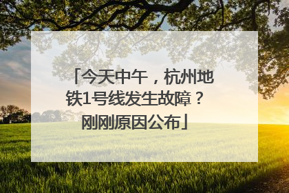 今天中午，杭州地铁1号线发生故障？刚刚原因公布