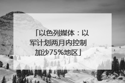 以色列媒体：以军计划两月内控制加沙75%地区