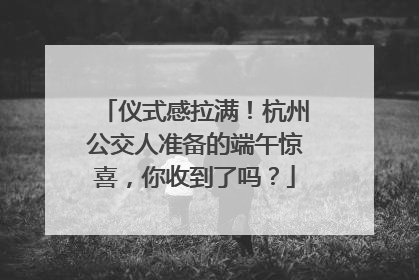 仪式感拉满！杭州公交人准备的端午惊喜，你收到了吗？
