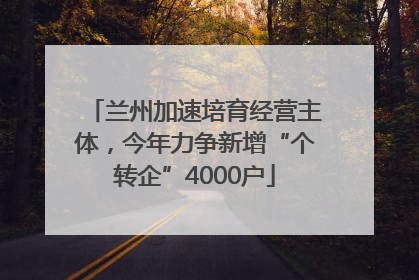 兰州加速培育经营主体，今年力争新增“个转企”4000户