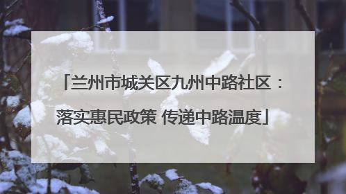 兰州市城关区九州中路社区：落实惠民政策 传递中路温度