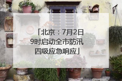 北京：7月2日9时启动全市防汛四级应急响应