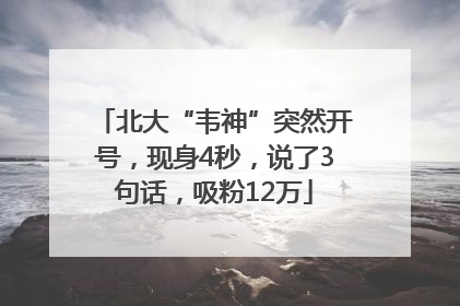 北大“韦神”突然开号，现身4秒，说了3句话，吸粉12万