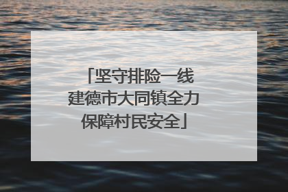 坚守排险一线 建德市大同镇全力保障村民安全