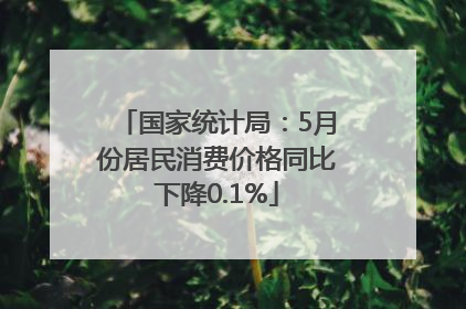 国家统计局：5月份居民消费价格同比下降0.1%