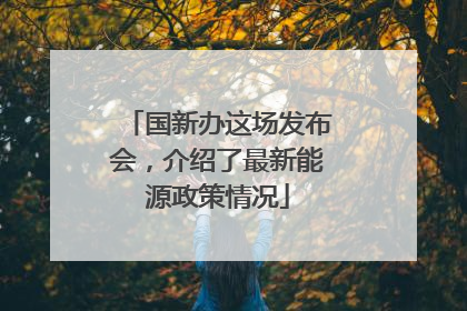 国新办这场发布会，介绍了最新能源政策情况