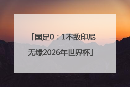 国足0：1不敌印尼 无缘2026年世界杯