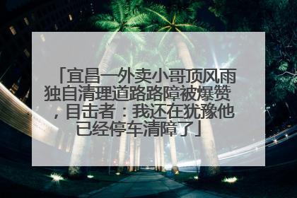 宜昌一外卖小哥顶风雨独自清理道路路障被爆赞，目击者：我还在犹豫他已经停车清障了