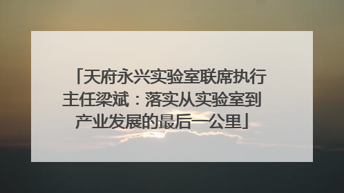天府永兴实验室联席执行主任梁斌：落实从实验室到产业发展的最后一公里