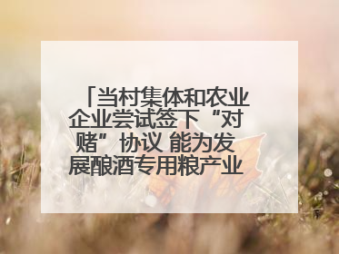当村集体和农业企业尝试签下“对赌”协议 能为发展酿酒专用粮产业带来哪些利好？