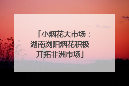 小烟花大市场：湖南浏阳烟花积极开拓非洲市场