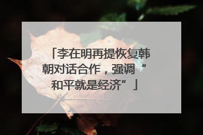 李在明再提恢复韩朝对话合作，强调“和平就是经济”