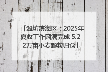 潍坊滨海区：2025年夏收工作圆满完成 5.22万亩小麦颗粒归仓
