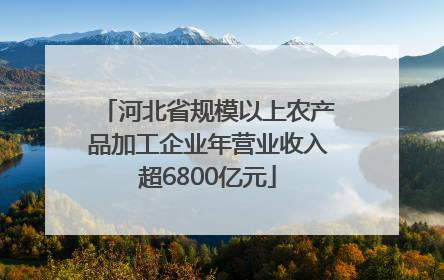 河北省规模以上农产品加工企业年营业收入超6800亿元
