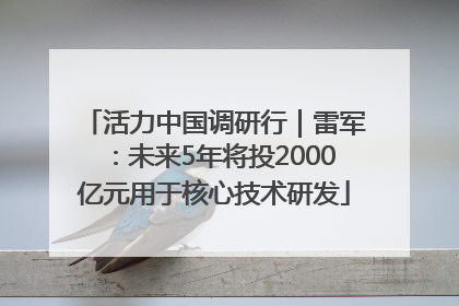 活力中国调研行｜雷军：未来5年将投2000亿元用于核心技术研发