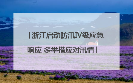 浙江启动防汛Ⅳ级应急响应 多举措应对汛情