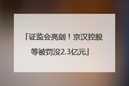 证监会亮剑!京汉控股等被罚没2.3亿元