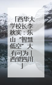 西华大学校长李秋实：乐山“智慧低空”大有可为｜西望四川