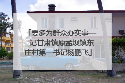 要多为群众办实事——记甘肃镇原孟坝镇东庄村第一书记杨鹏飞