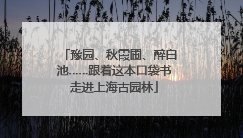 豫园、秋霞圃、醉白池……跟着这本口袋书走进上海古园林