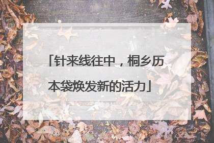 针来线往中，桐乡历本袋焕发新的活力