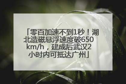 零百加速不到1秒！湖北造磁悬浮速度破650km/h，建成后武汉2小时内可抵达广州