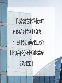 骆驼橙标EFB启停电池：引领高性价比启停电池新选择