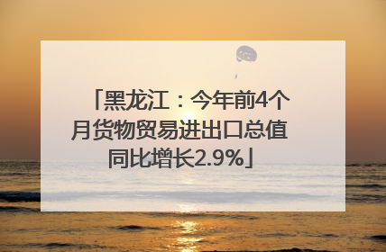 黑龙江：今年前4个月货物贸易进出口总值同比增长2.9%