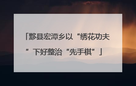 黟县宏潭乡以“绣花功夫”下好整治“先手棋”